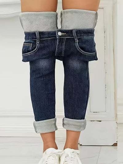 Komfortable Winter Jeans Plüsch gefüttert